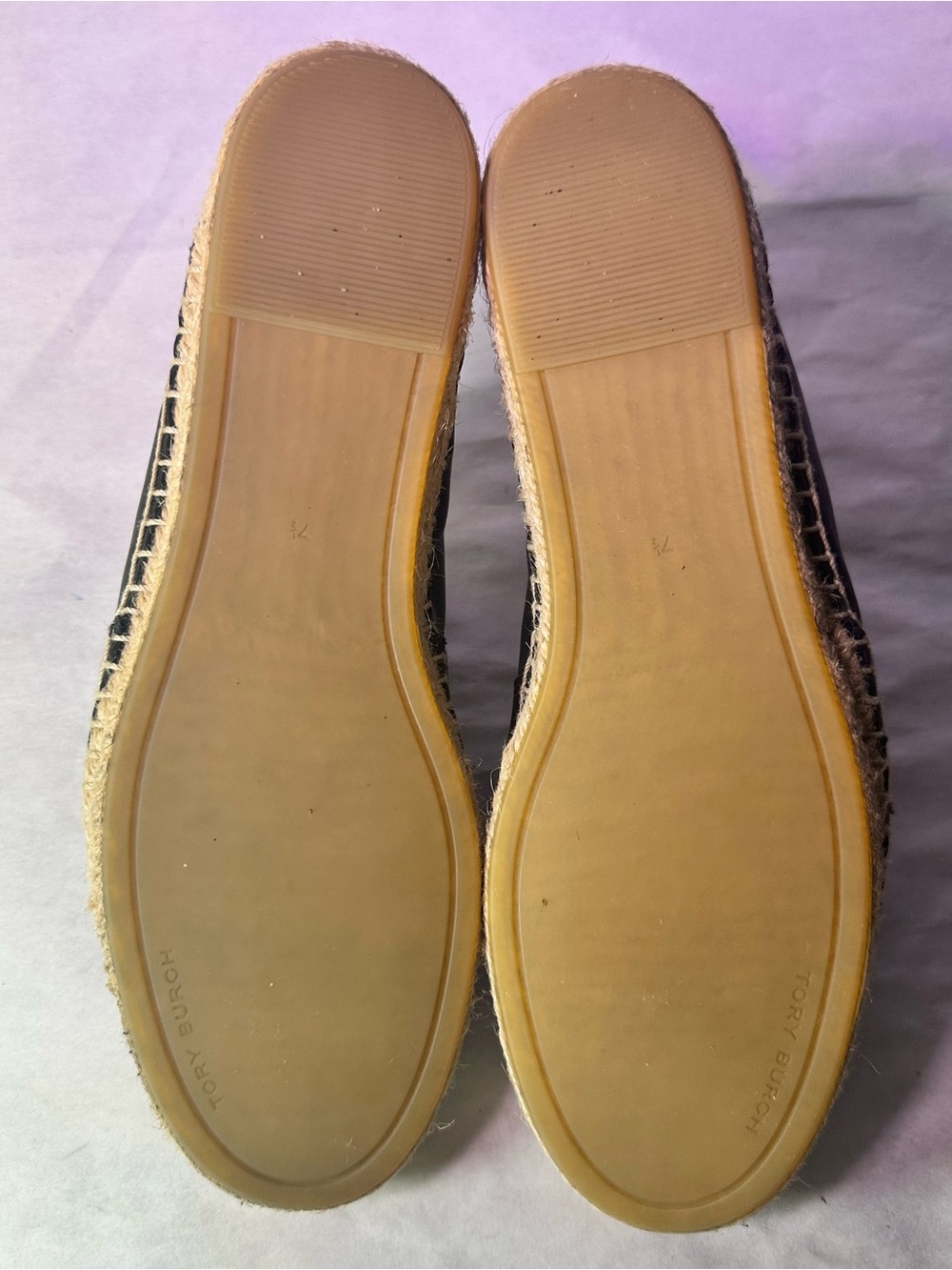 Tory Burch Black Leather Espadrille-Trim Loafer - Picture 9 of 16